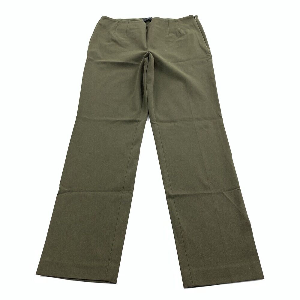 Talbots Refined Bi-Stretch Straight Leg Pants Size 8 Womens Dark Oakmoss Green M